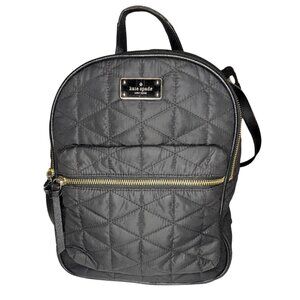 Kate Spade Black Quilted Mini Backpack w Gold Tone Hardware + Adjustable Straps